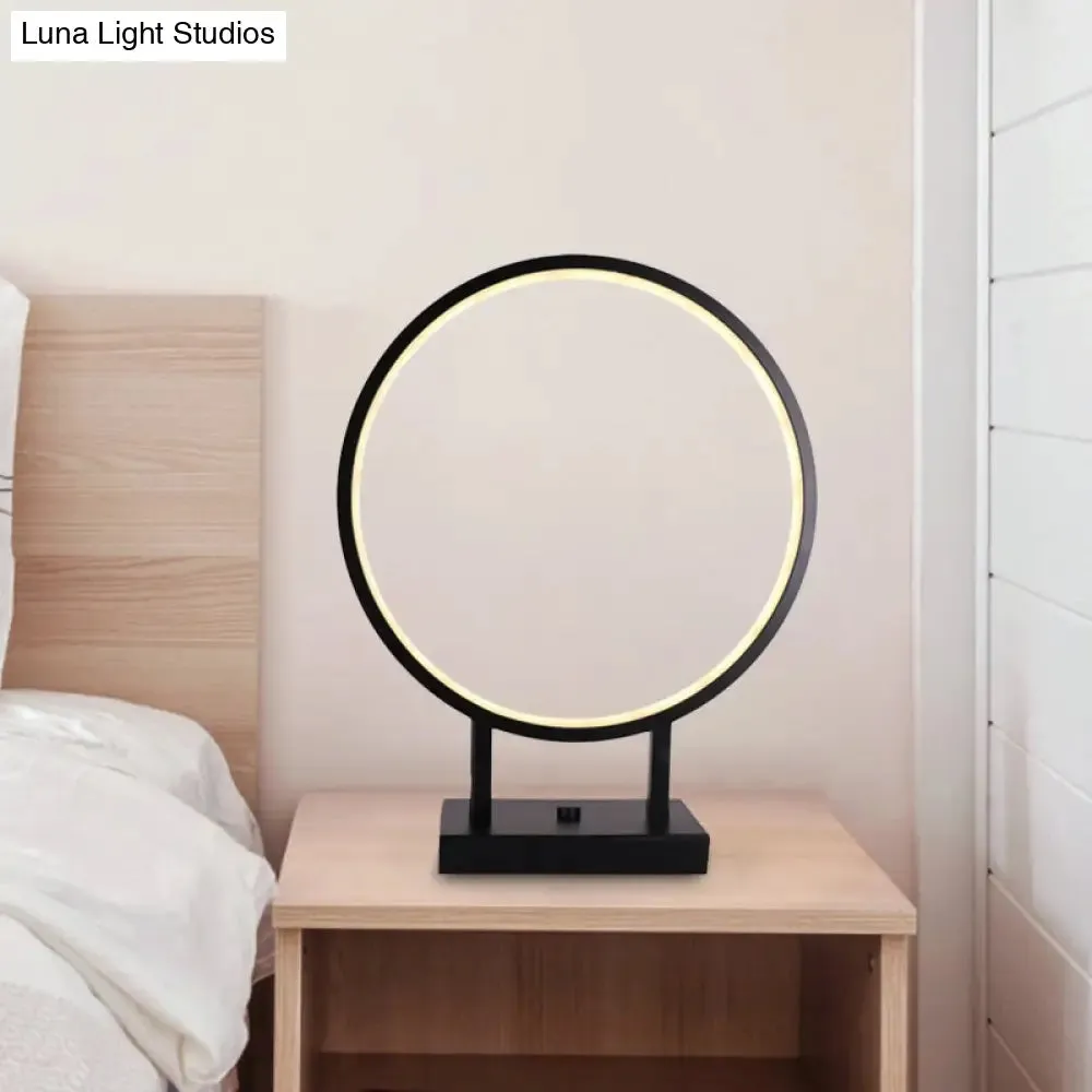 Sleek Minimalist Aluminum LED Desk Lamp - Black with Plug-In Cord, White/Warm Light - Ideal for Bedroom Tables