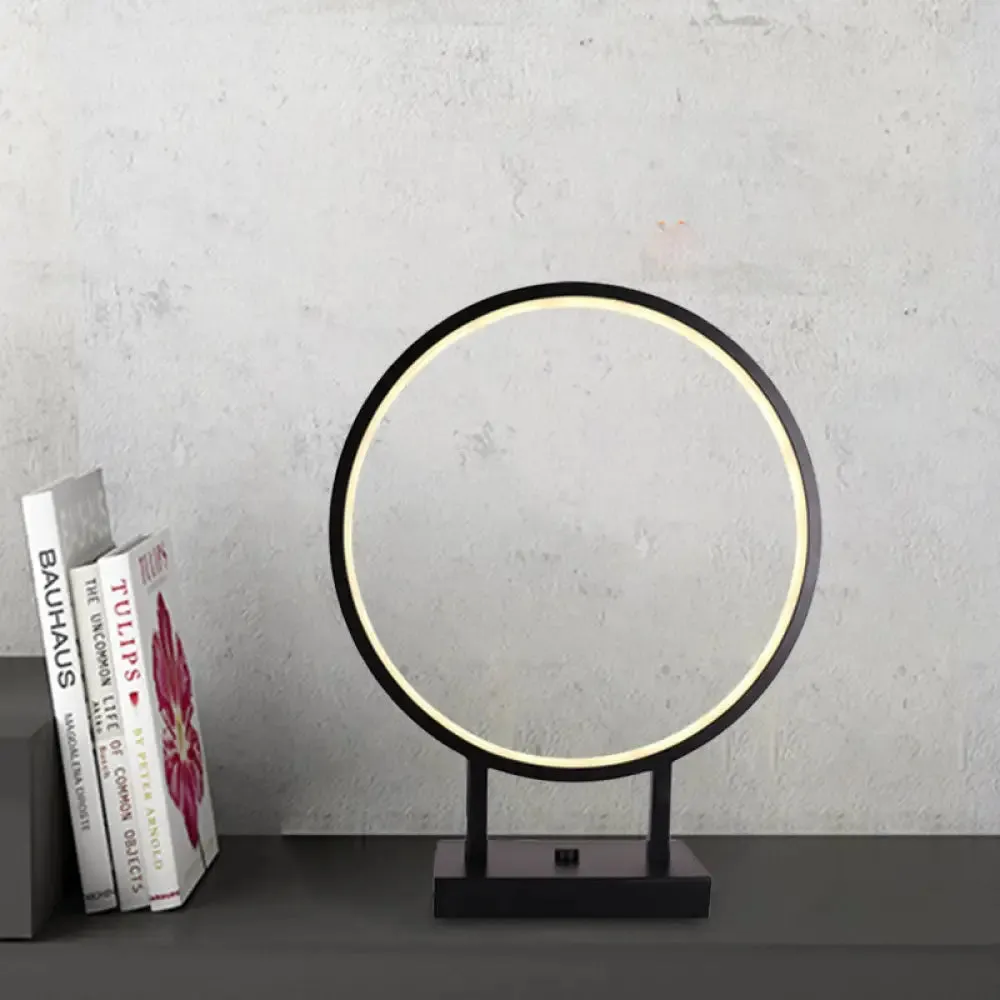 Sleek Minimalist Aluminum LED Desk Lamp - Black with Plug-In Cord, White/Warm Light - Ideal for Bedroom Tables