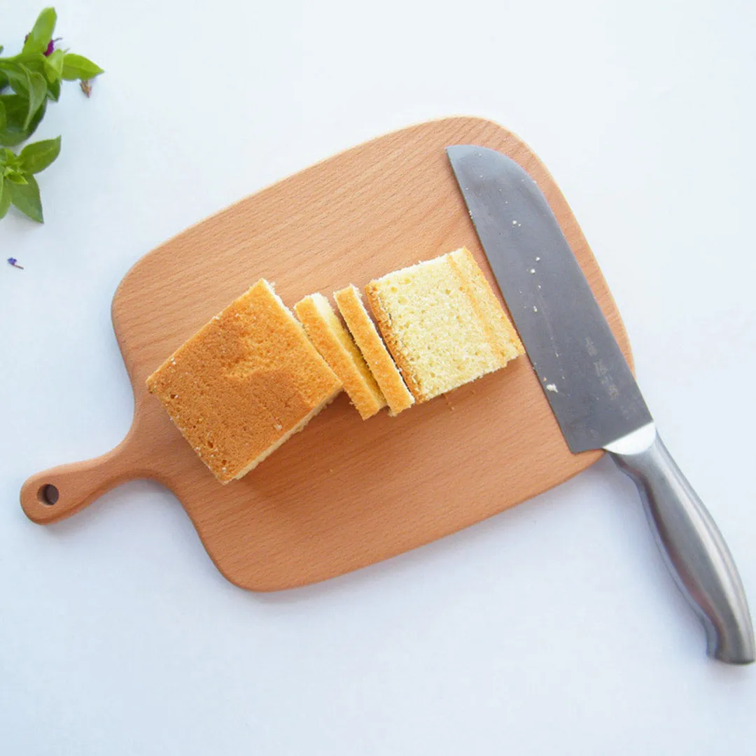 SOGA 26cm Brown Rectangle Wooden Serving Tray Chopping Board Paddle with Handle Home Decor