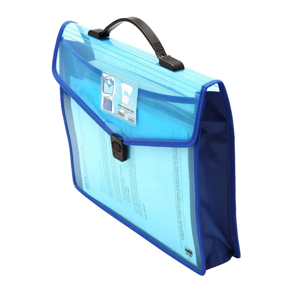 Solo Document Bag With Xtra Pocket   Lock & Handle Blue F/C Size DC 555