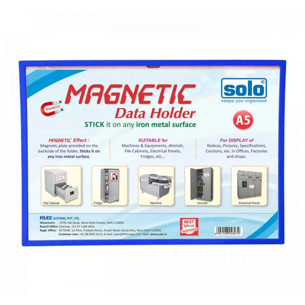 Solo Magnetic Data Folder Blue A5 MDFA5