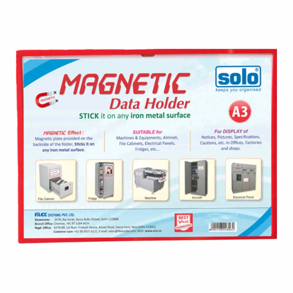 Solo Magnetic Data Folder Red A3 MDFA3