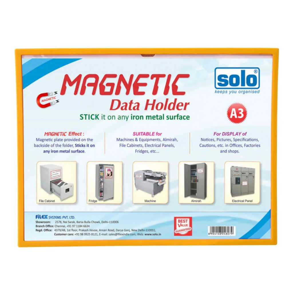 Solo Magnetic Data Folder Yellow A3 MDFA3