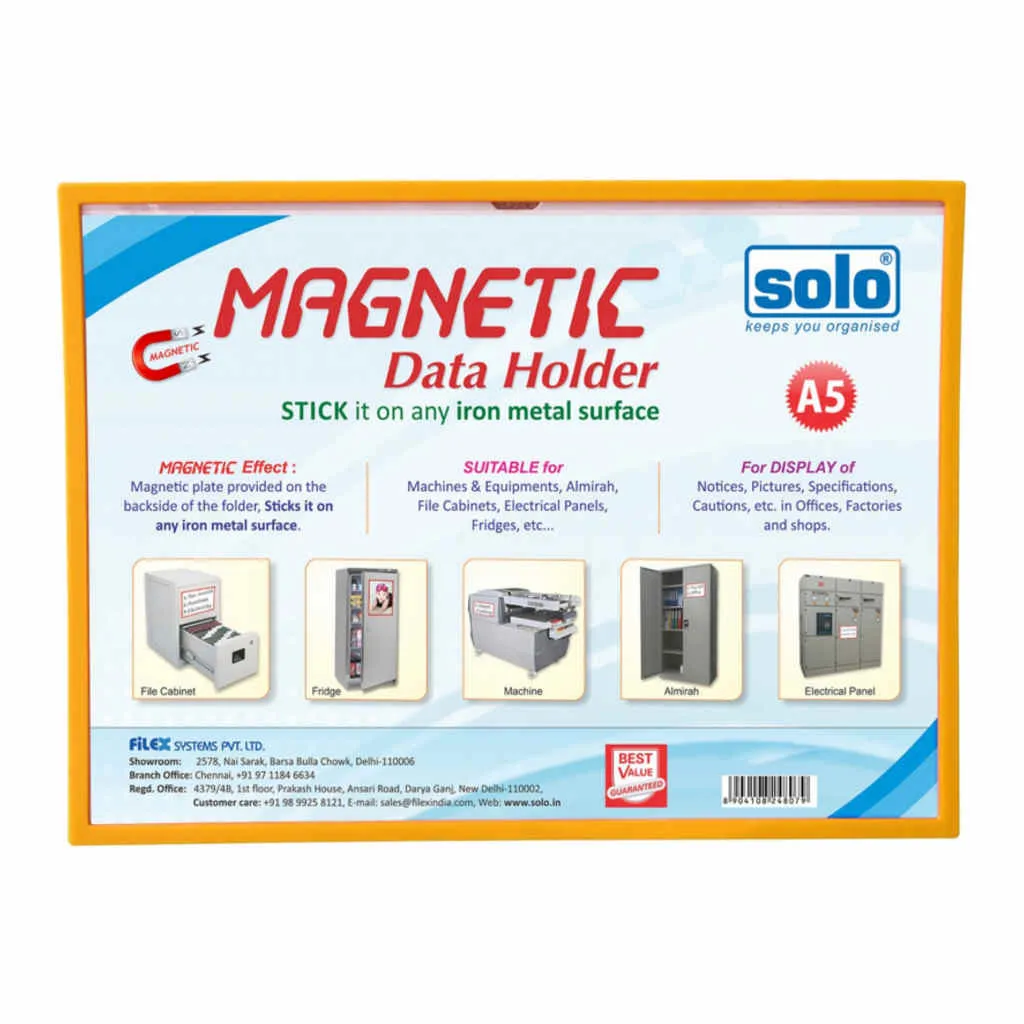 Solo Magnetic Data Folder Yellow A5 MDFA5
