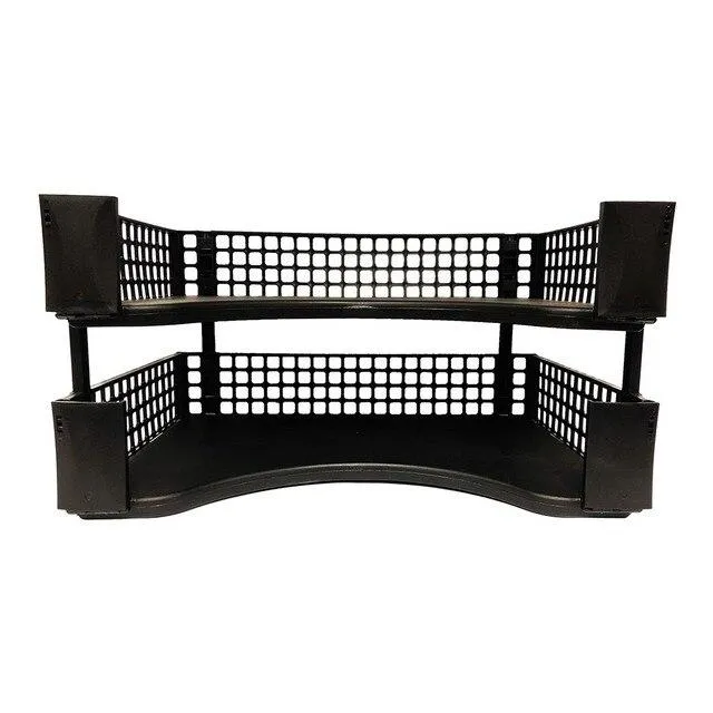 Stackable A4 Letter Tray Black - Pack of 2