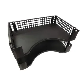 Stackable A4 Letter Tray Black - Pack of 2