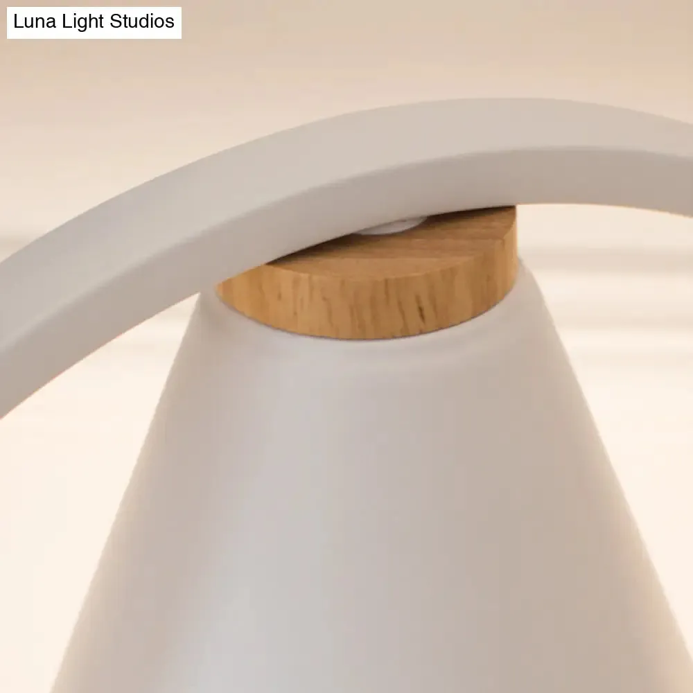 Stylish White Table Light for Kids Bedroom with Gilded Modern Resin Deco – 1-Head Conical Desk Lamp