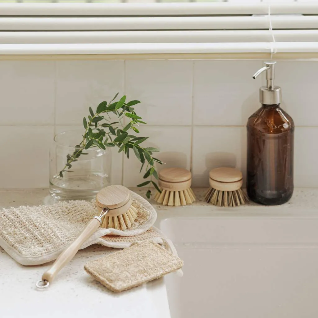 Sustainable Dish Brushes | 4 Piece Starter Set w/ Loofah Sponge