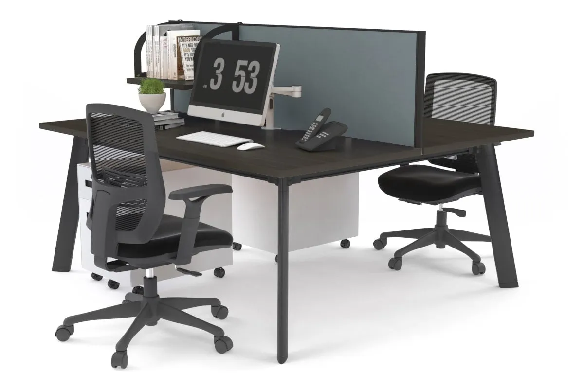 Switch - 2 Person Workstation Black Frame [1200L x 700W]