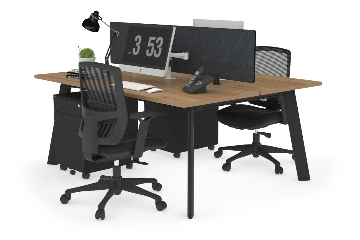 Switch - 2 Person Workstation Black Frame [1200L x 700W]