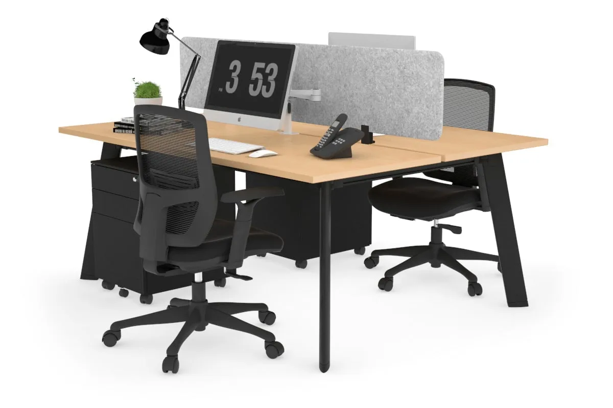 Switch - 2 Person Workstation Black Frame [1200L x 700W]