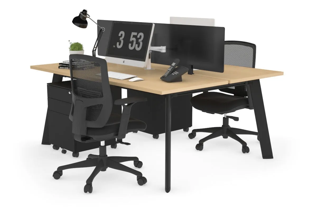 Switch - 2 Person Workstation Black Frame [1200L x 700W]