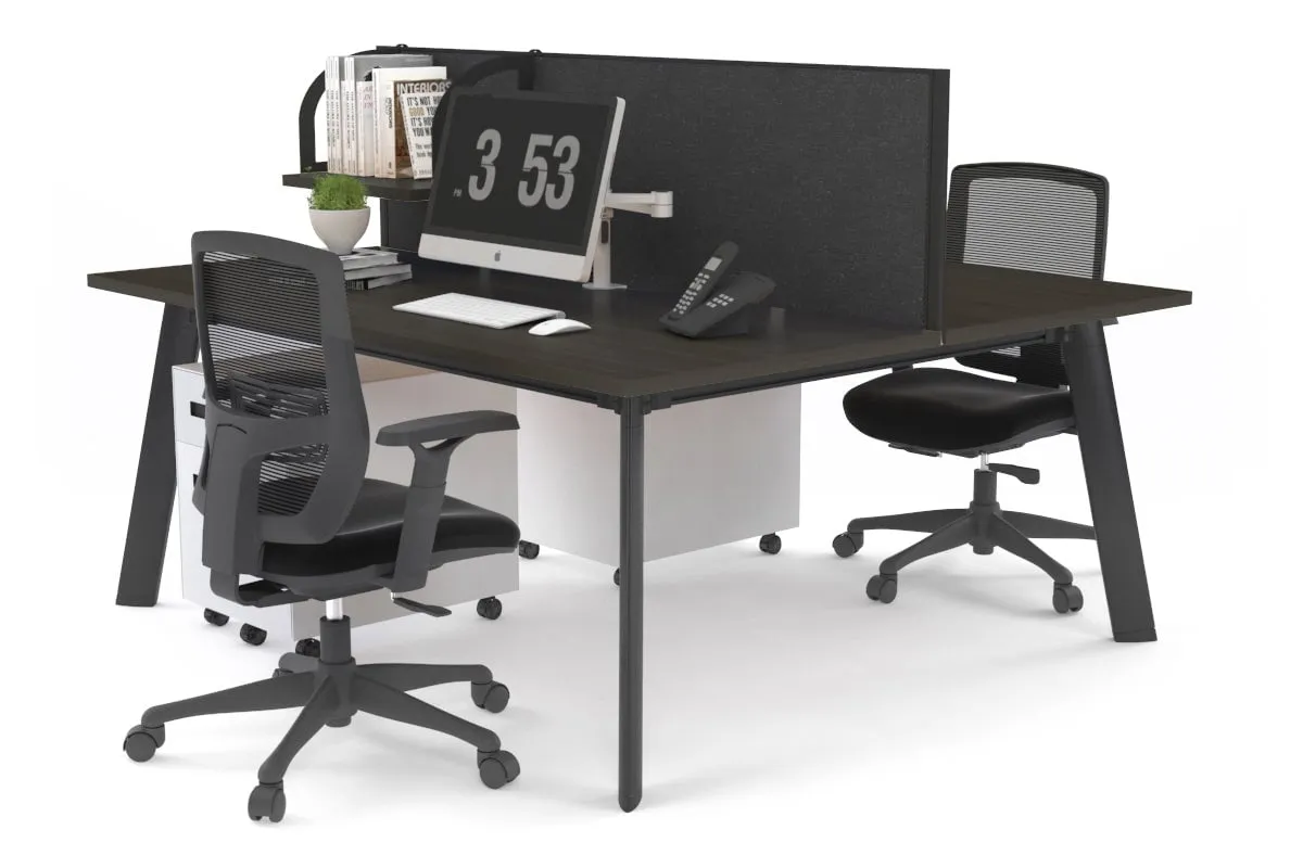 Switch - 2 Person Workstation Black Frame [1200L x 700W]