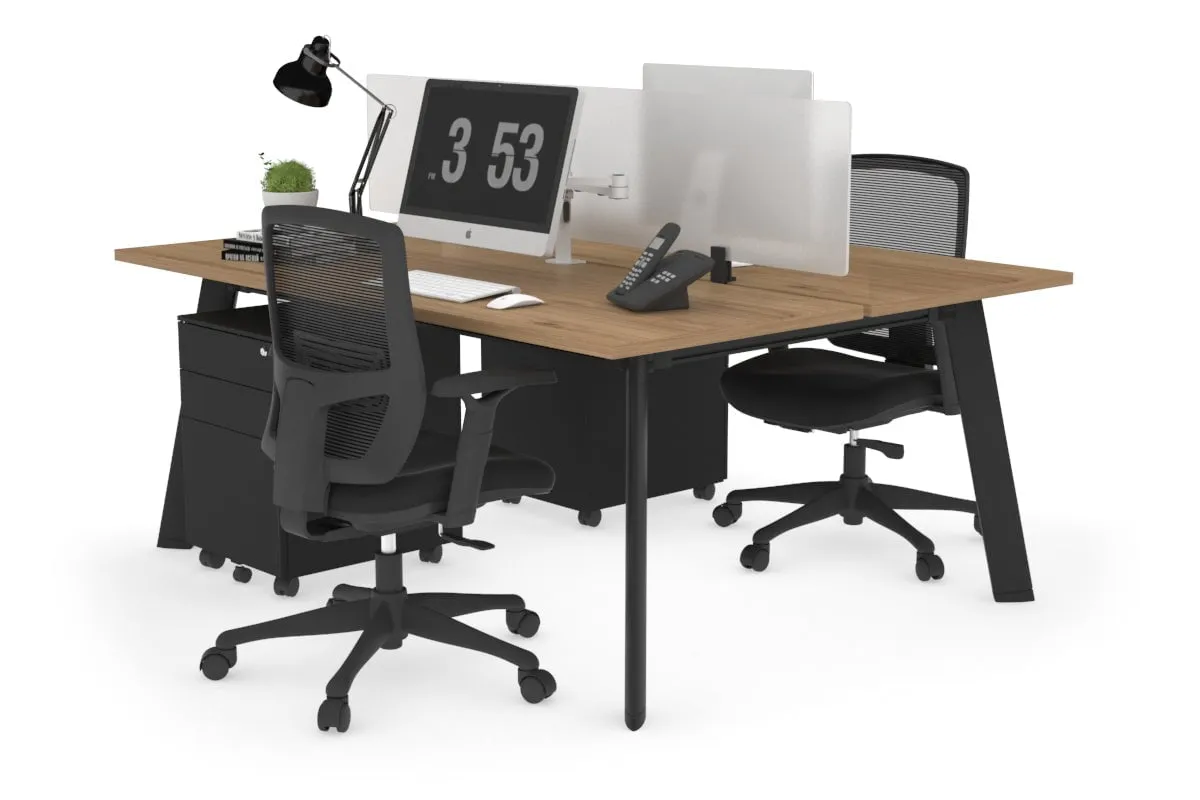 Switch - 2 Person Workstation Black Frame [1200L x 700W]