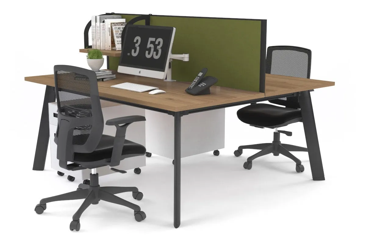 Switch - 2 Person Workstation Black Frame [1200L x 700W]