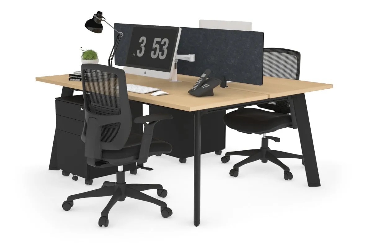 Switch - 2 Person Workstation Black Frame [1200L x 700W]