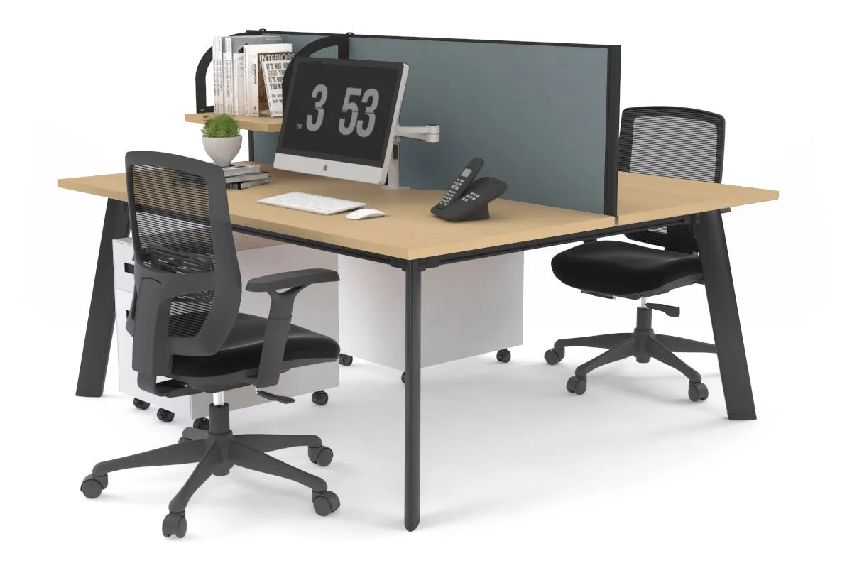 Switch - 2 Person Workstation Black Frame [1200L x 700W]