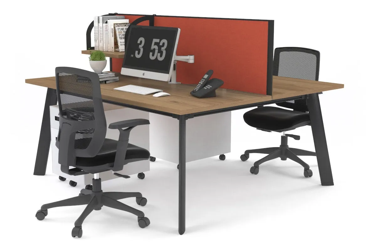 Switch - 2 Person Workstation Black Frame [1200L x 700W]