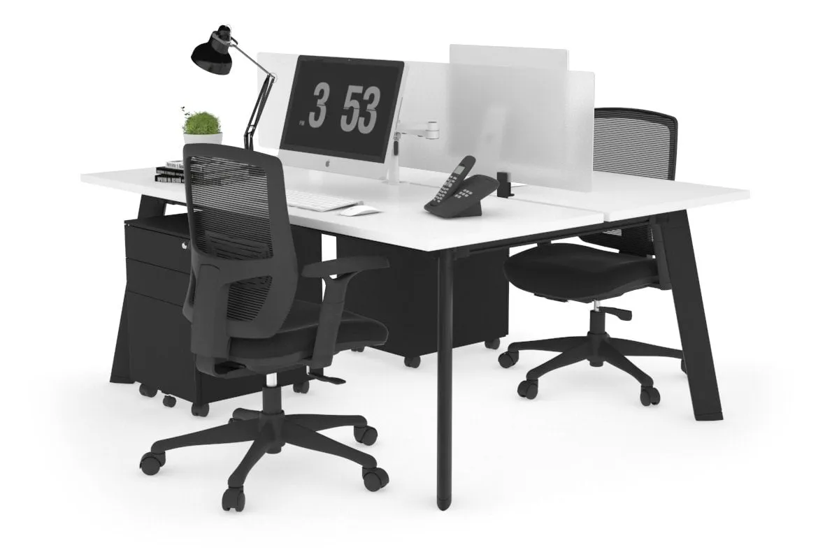 Switch - 2 Person Workstation Black Frame [1200L x 700W]