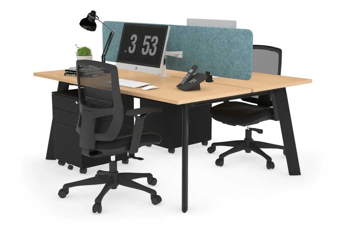Switch - 2 Person Workstation Black Frame [1200L x 700W]