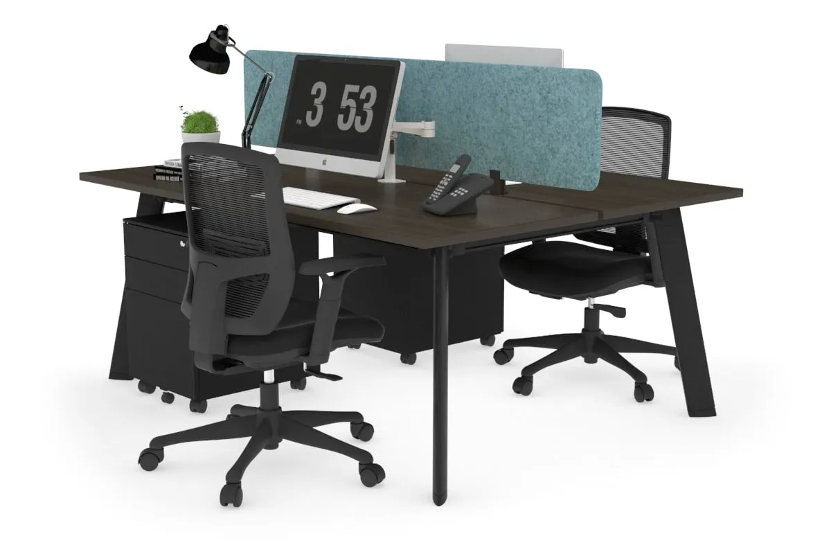 Switch - 2 Person Workstation Black Frame [1200L x 700W]