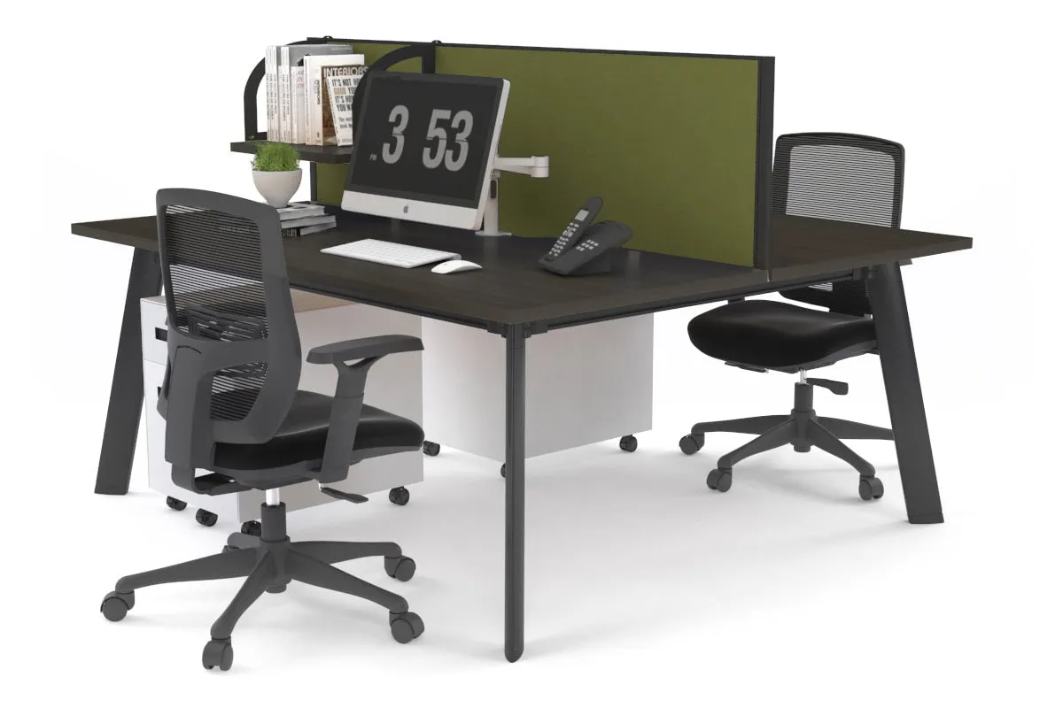 Switch - 2 Person Workstation Black Frame [1200L x 700W]