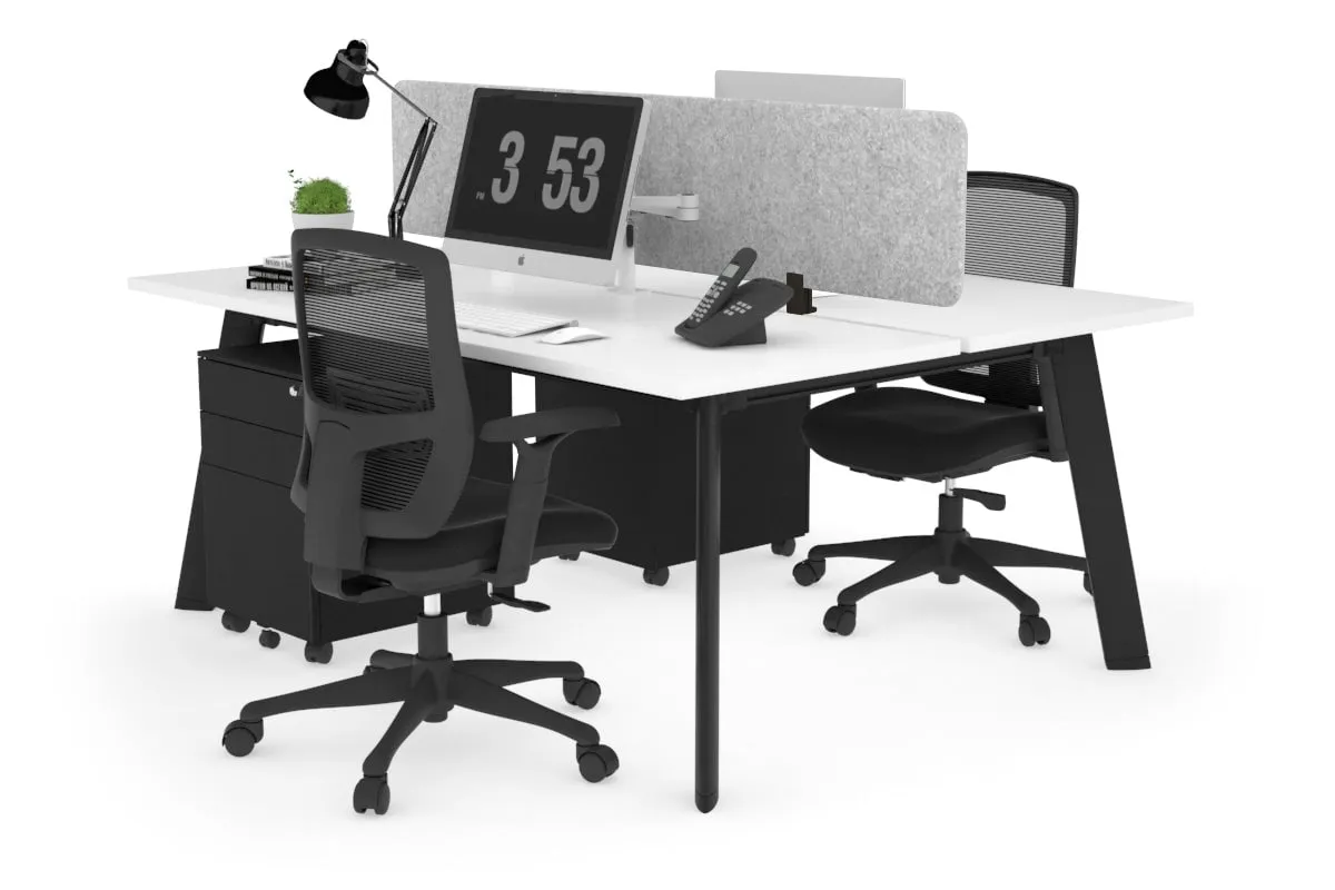 Switch - 2 Person Workstation Black Frame [1200L x 700W]