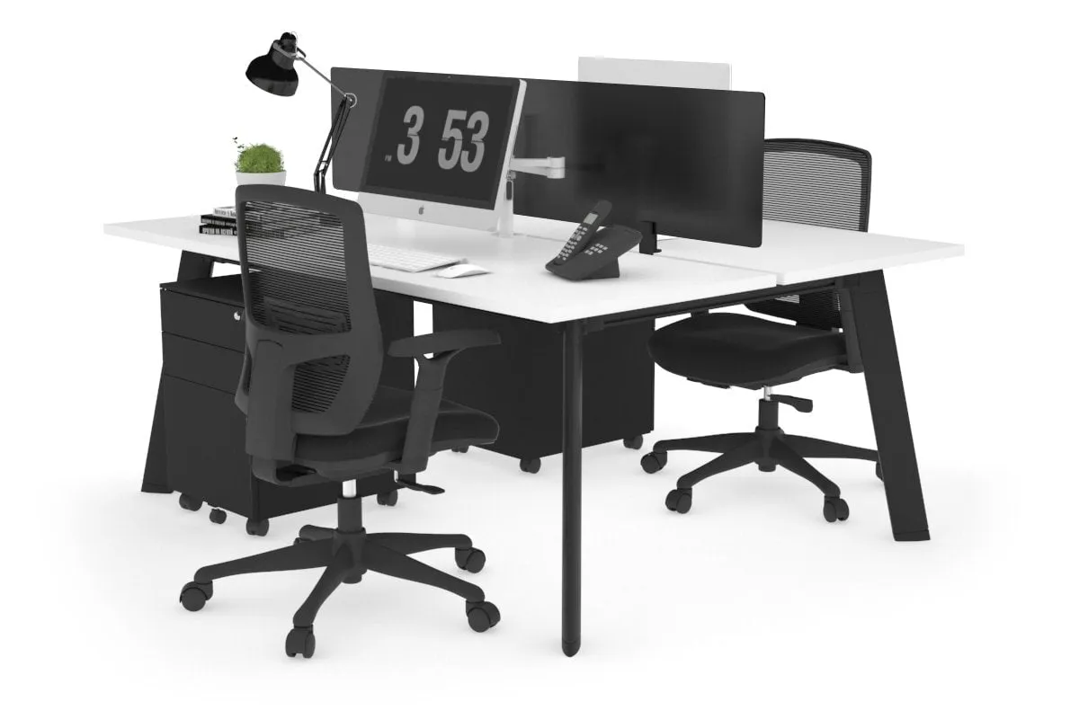 Switch - 2 Person Workstation Black Frame [1200L x 700W]