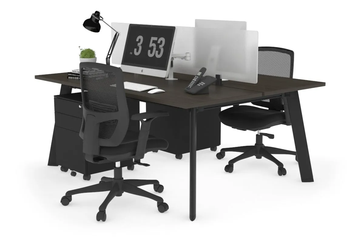 Switch - 2 Person Workstation Black Frame [1200L x 700W]