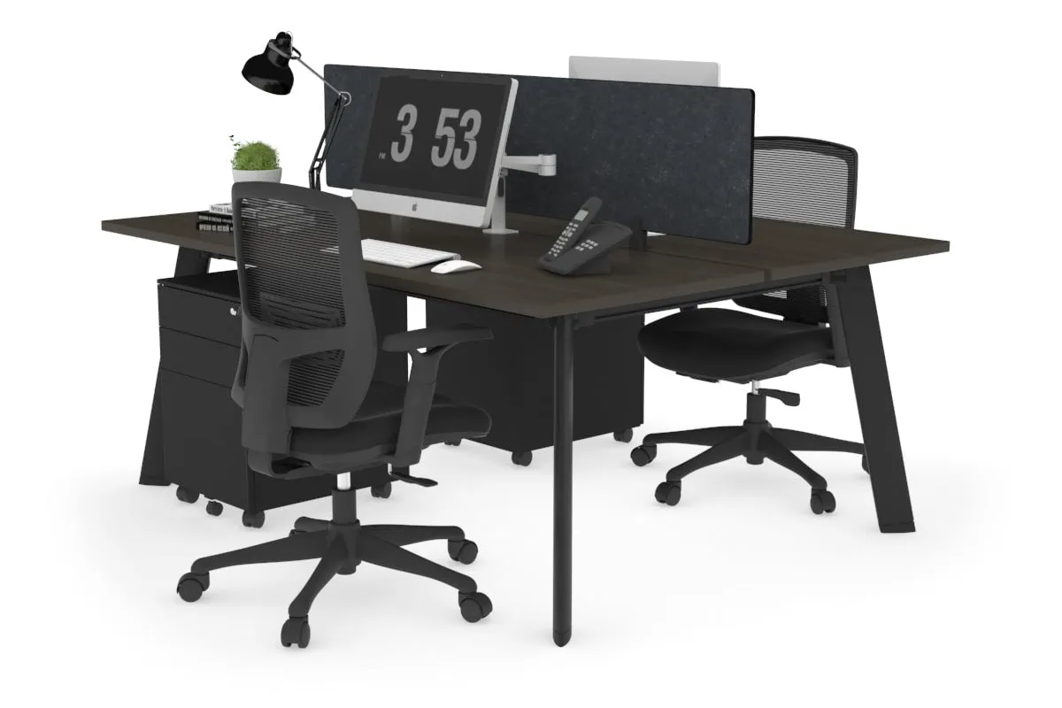 Switch - 2 Person Workstation Black Frame [1200L x 700W]