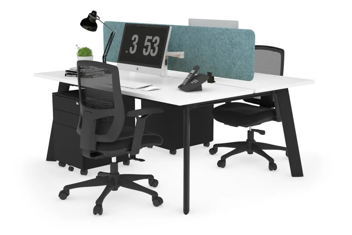 Switch - 2 Person Workstation Black Frame [1200L x 700W]