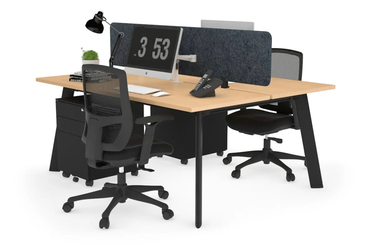 Switch - 2 Person Workstation Black Frame [1200L x 700W]