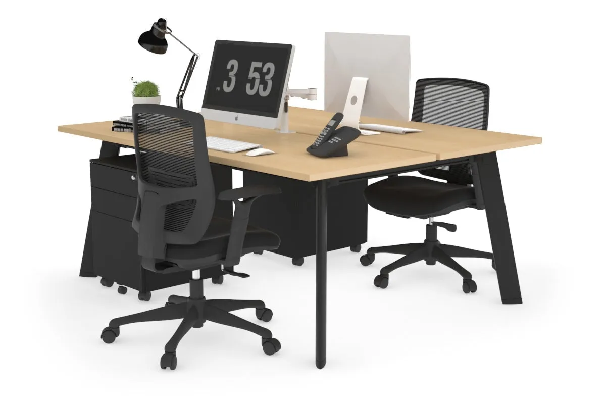 Switch - 2 Person Workstation Black Frame [1200L x 700W]