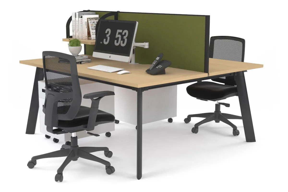 Switch - 2 Person Workstation Black Frame [1200L x 700W]