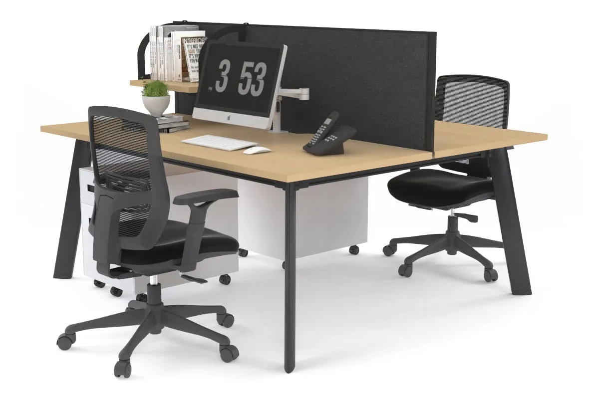 Switch - 2 Person Workstation Black Frame [1200L x 700W]