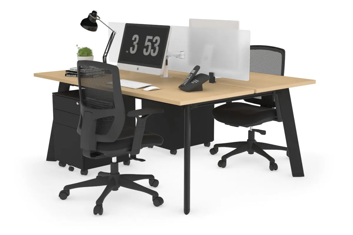 Switch - 2 Person Workstation Black Frame [1200L x 700W]
