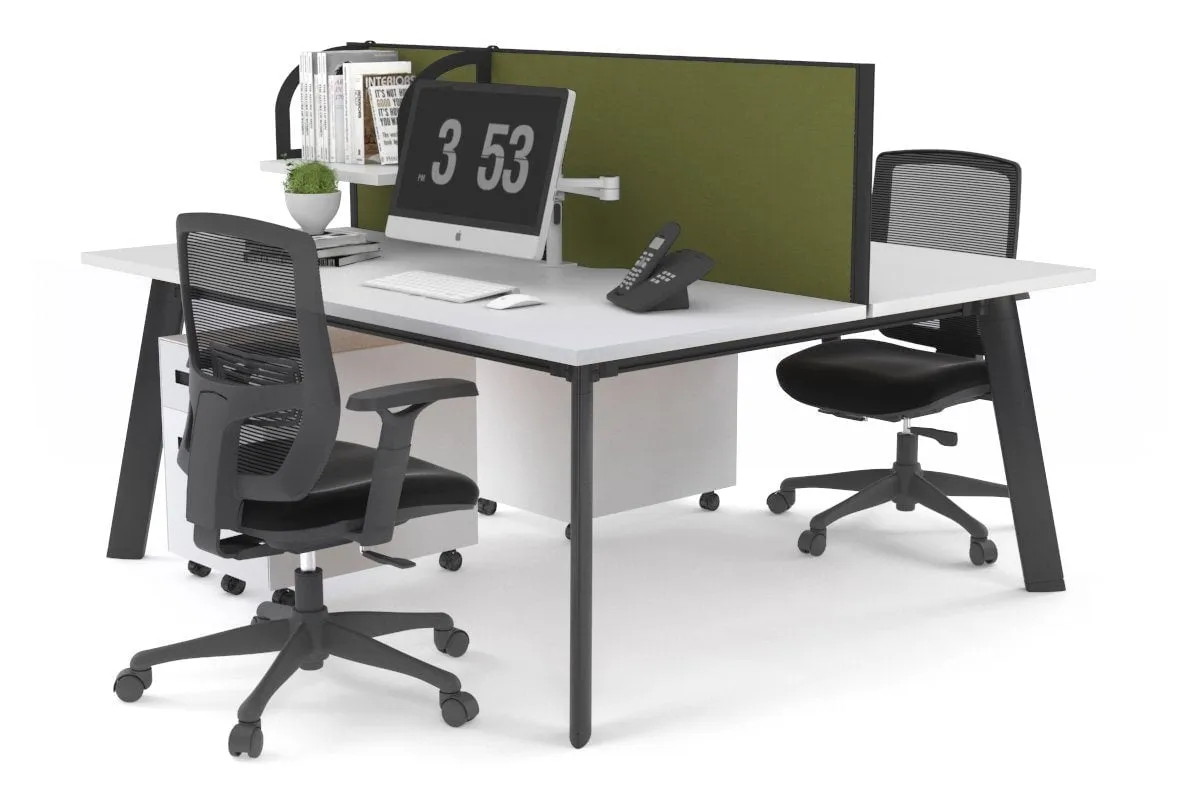 Switch - 2 Person Workstation Black Frame [1200L x 700W]