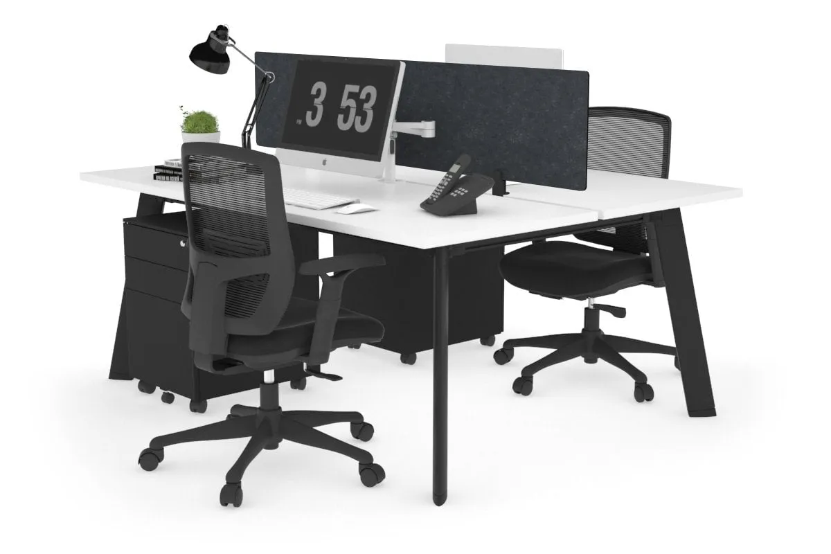 Switch - 2 Person Workstation Black Frame [1200L x 700W]