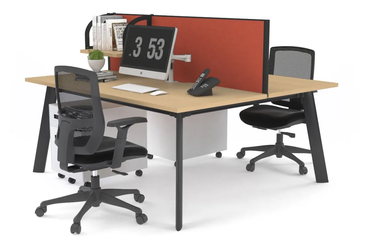 Switch - 2 Person Workstation Black Frame [1200L x 700W]