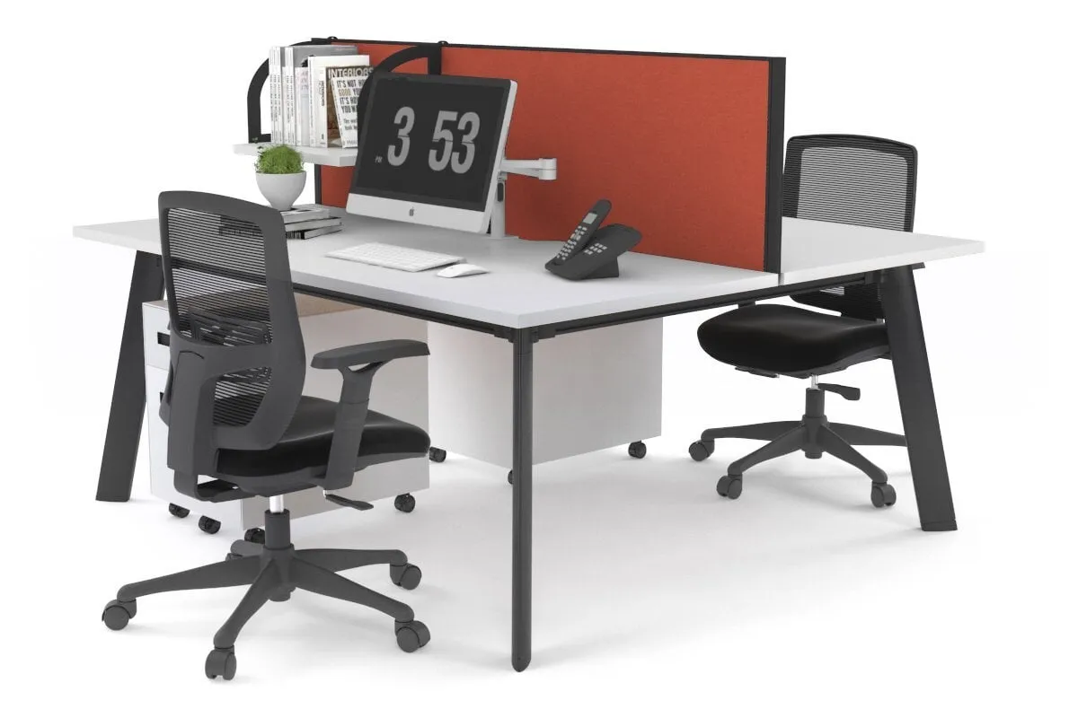 Switch - 2 Person Workstation Black Frame [1200L x 700W]