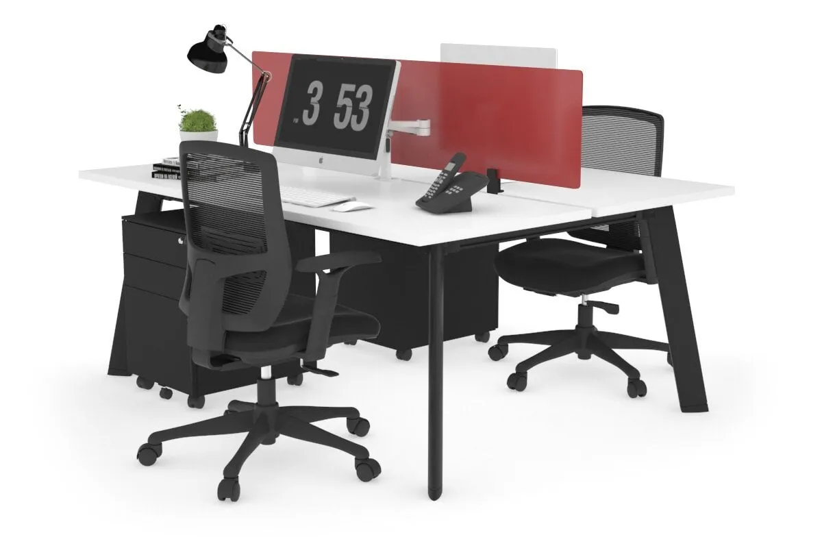 Switch - 2 Person Workstation Black Frame [1200L x 700W]