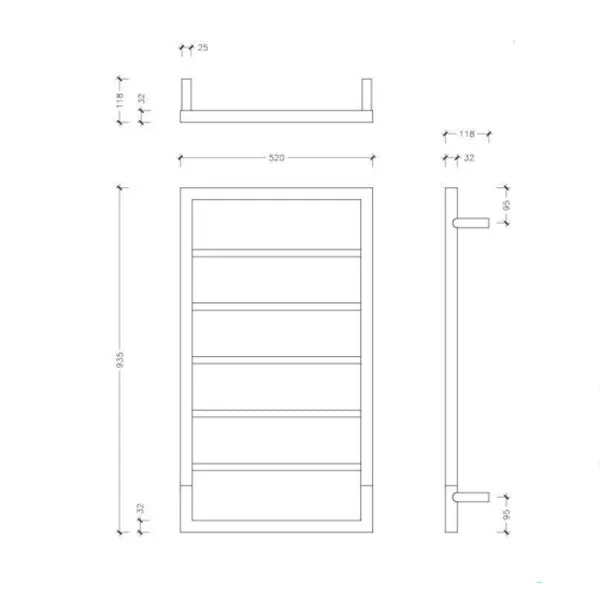 Thermogroup Jeeves Spartan Boxx Heated Towel Rail 520mm