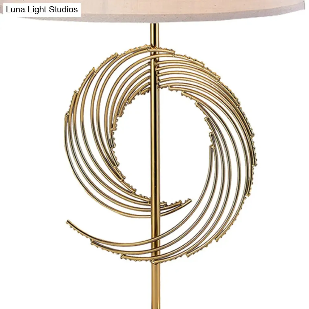 Traditional White Drum Desk Lamp - 1 Head Reading Light with Metal Base