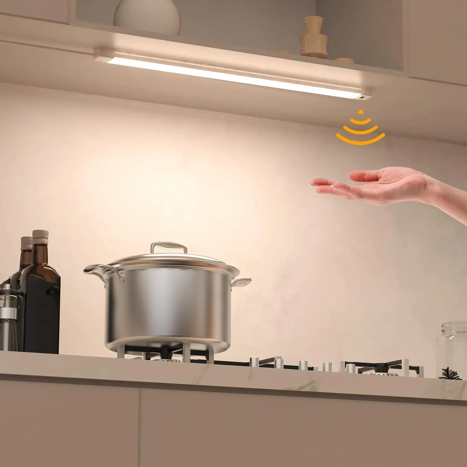 Under Cabinet Lighting, Hand Wave Activated, 41CM 4000K Warm White 430lm, Plug in LED Cabinet Lights Kit for Kitchen, Counter, Shelf, Desk, Workbench