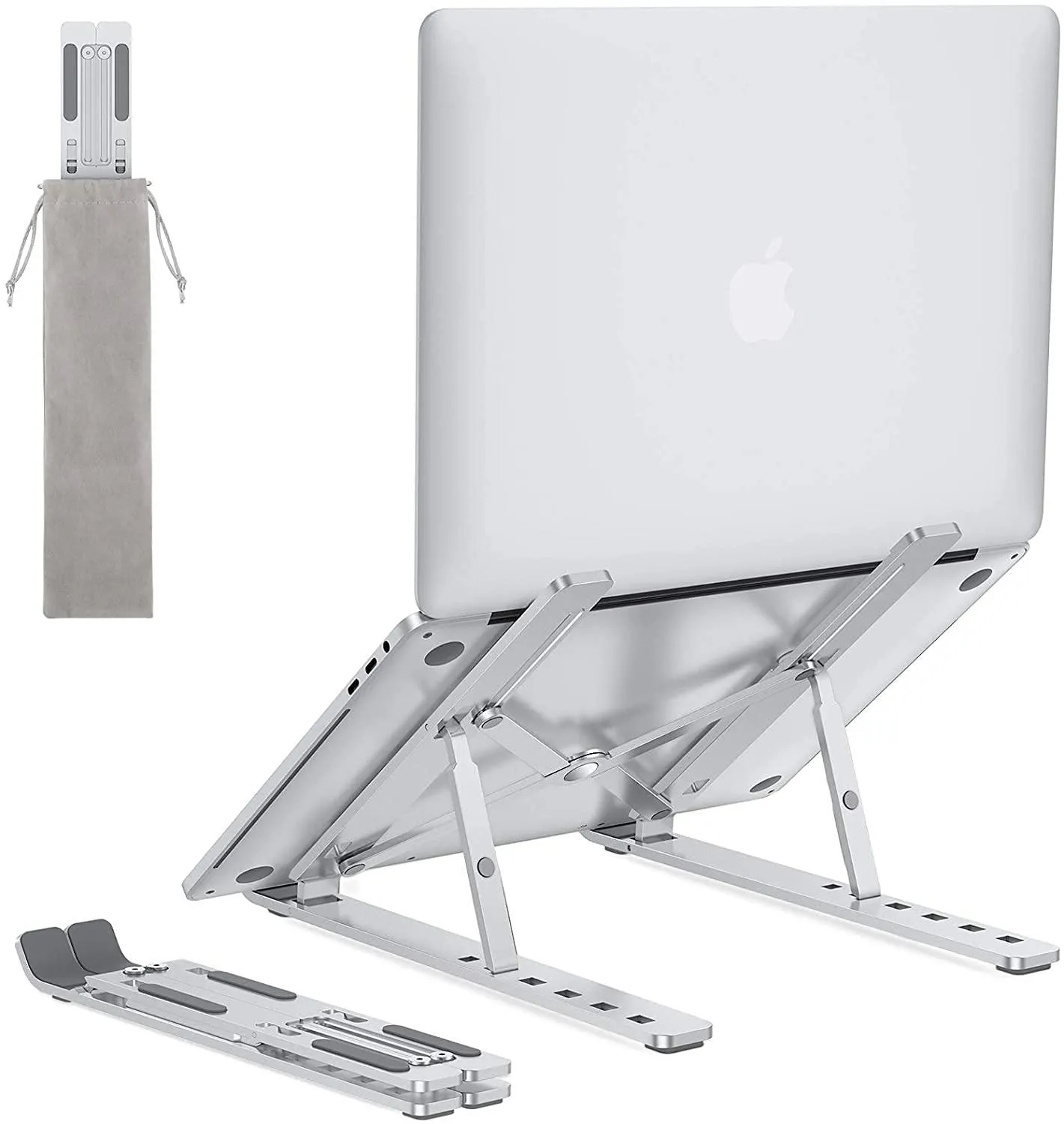 Urban Kings Laptop Stand for Desk,Aluminium Adjustable 6 Angle Laptop Riser for Laptops MacBook Pro and Air 13" 14" 15.6" inch, Desktop Ergonomic Foldable Portable Air Vantilated Computer & Notebook Stand
