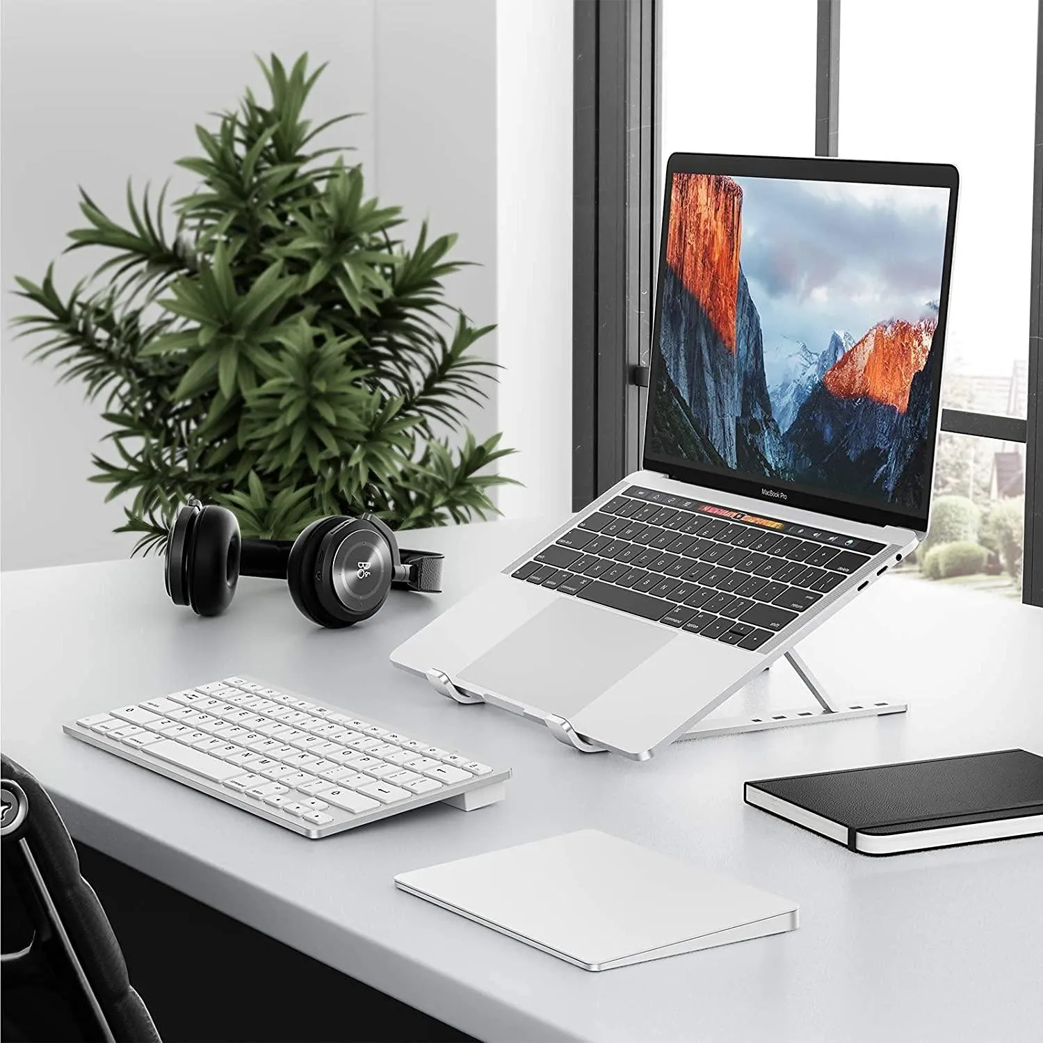 Urban Kings Laptop Stand for Desk,Aluminium Adjustable 6 Angle Laptop Riser for Laptops MacBook Pro and Air 13" 14" 15.6" inch, Desktop Ergonomic Foldable Portable Air Vantilated Computer & Notebook Stand