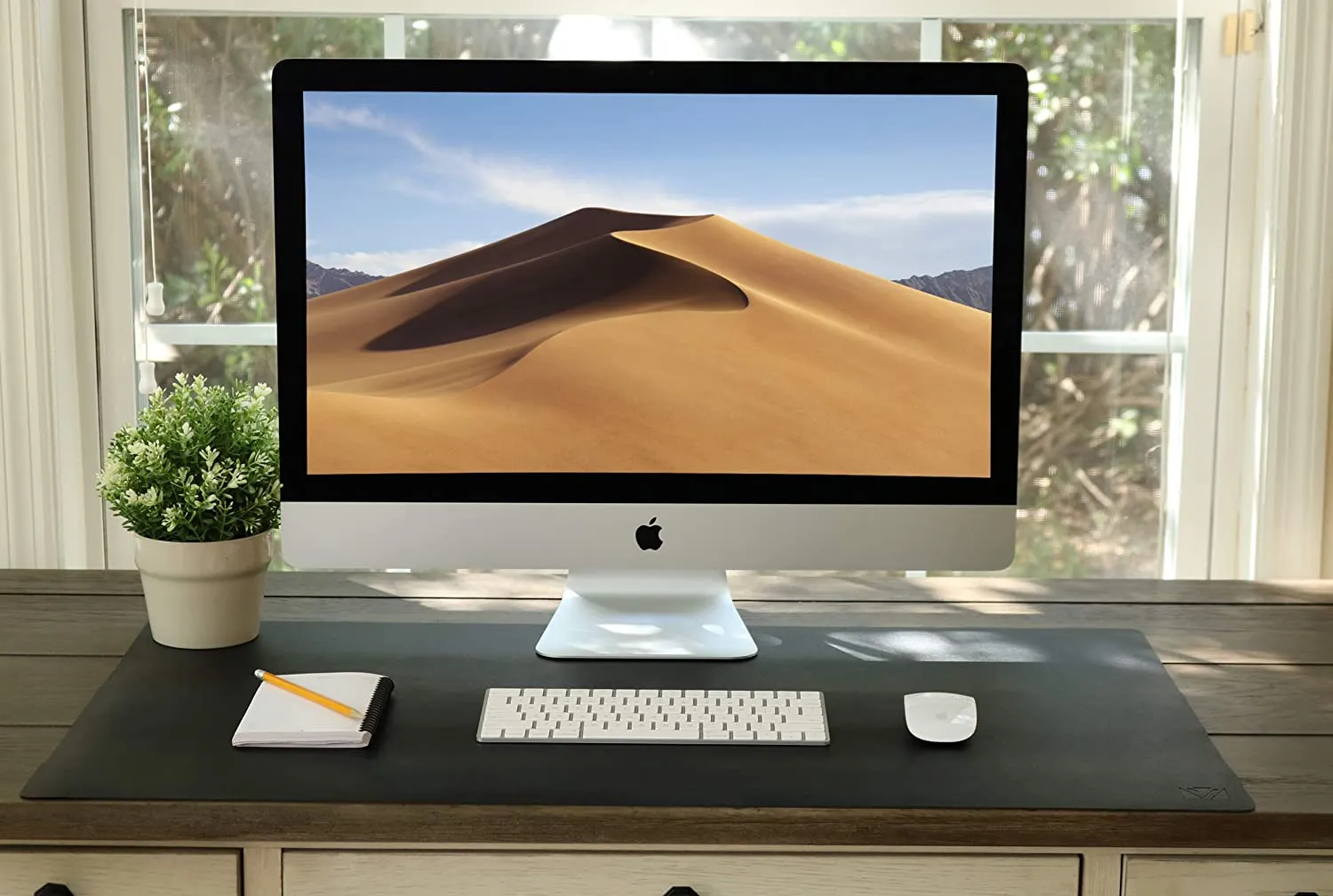 Vegan Leather Black Desk-mat