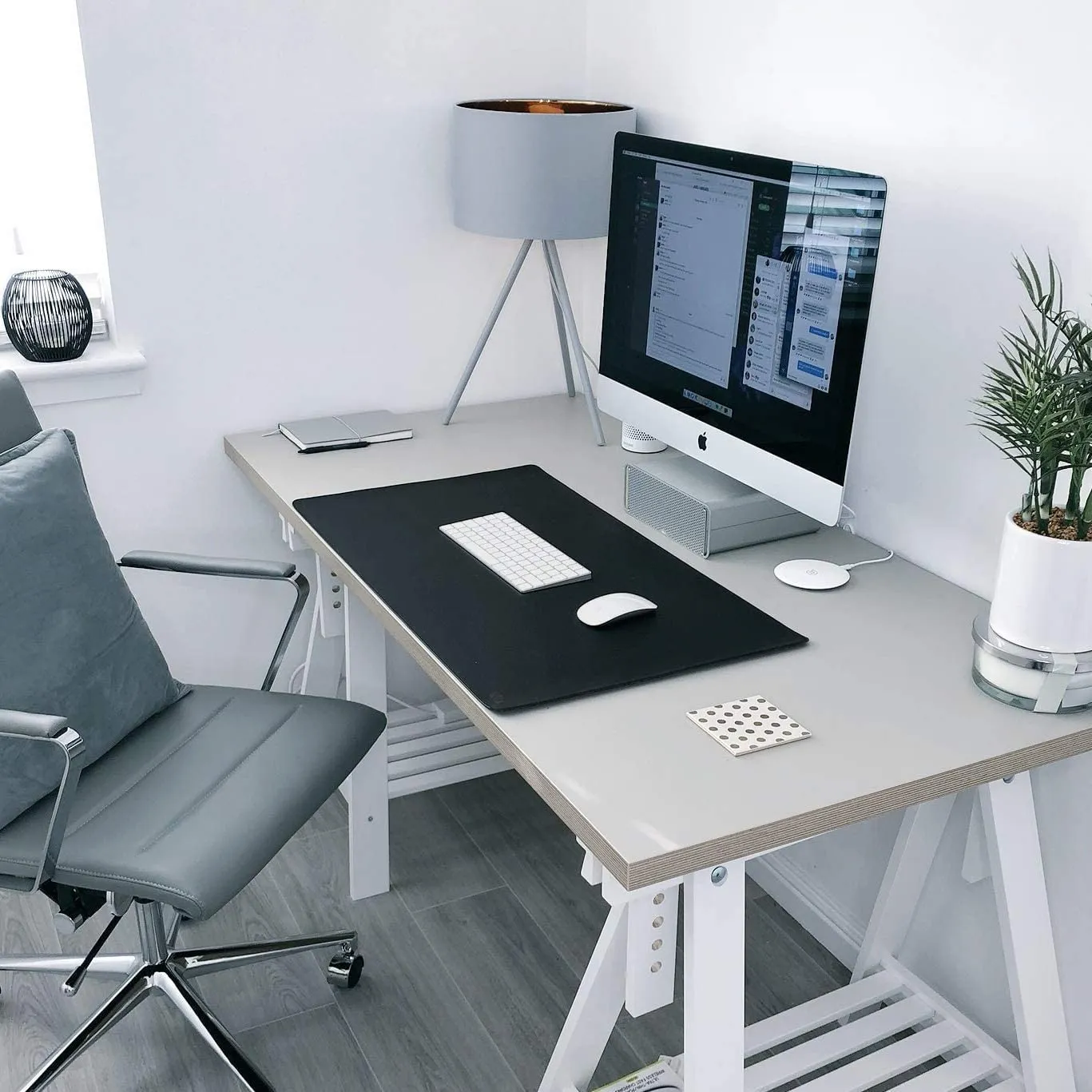 Vegan Leather Black Desk-mat