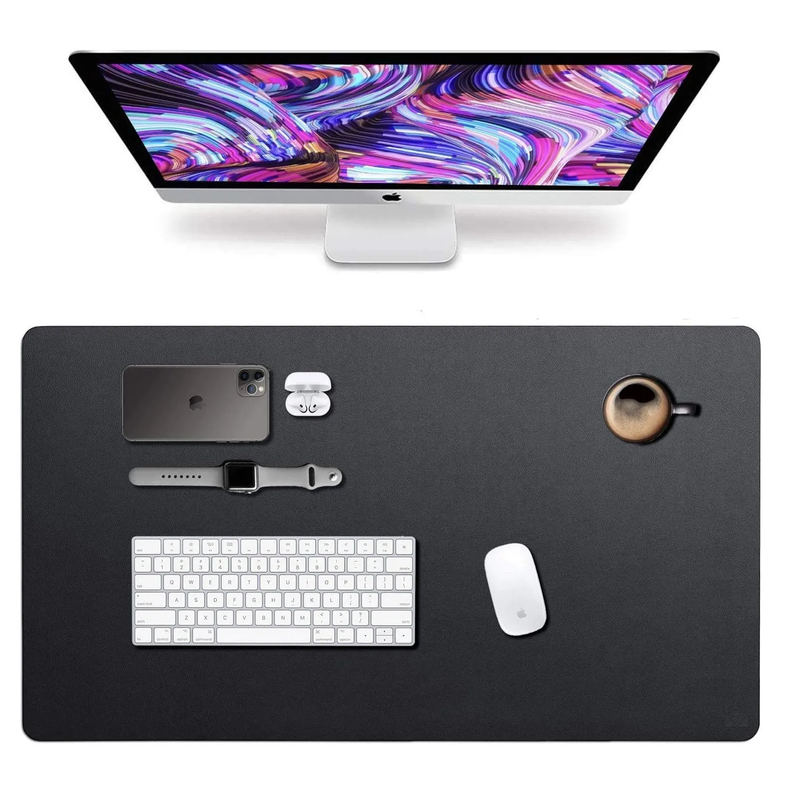 Vegan Leather Black Desk-mat