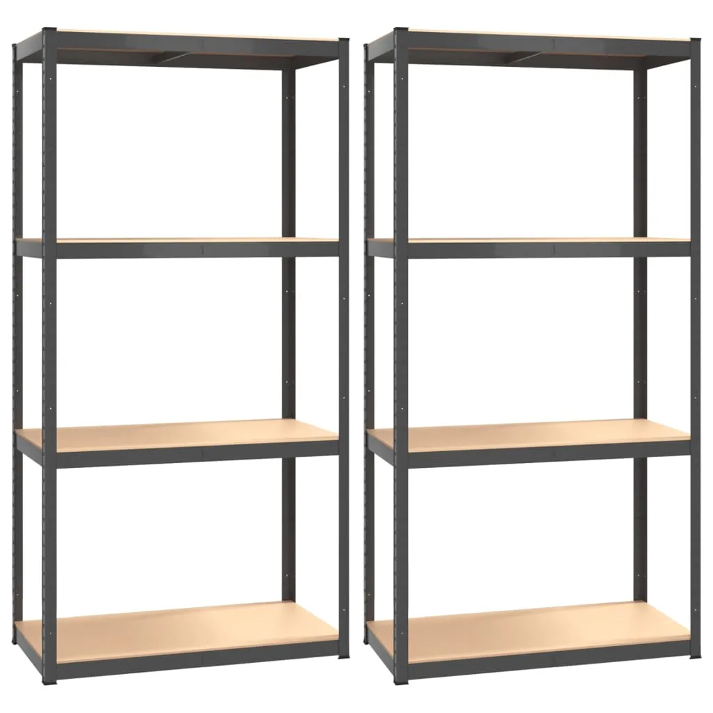 vidaXL 4-Layer Shelves 2 pcs Anthracite Steel&Engineered Wood
